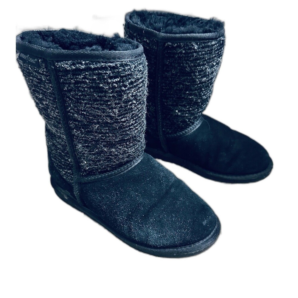 Minnetonka Classic Streetwear Cozy Black Suede Fur Inside Short Boots Size 8